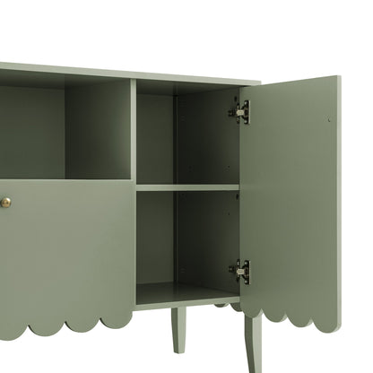 Henley Scalloped Edge 150cm Wide Sideboard with Open Shelf, Sage Green