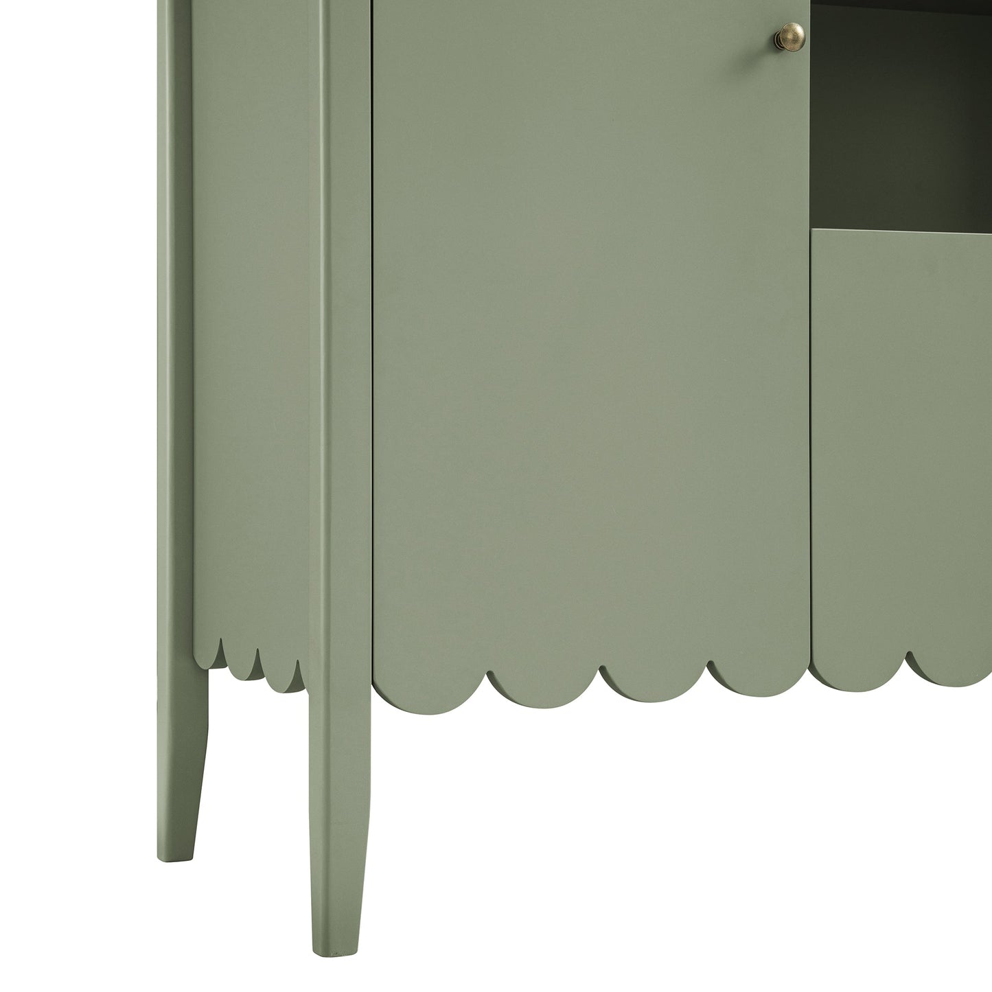 Henley Scalloped Edge 150cm Wide Sideboard with Open Shelf, Sage Green