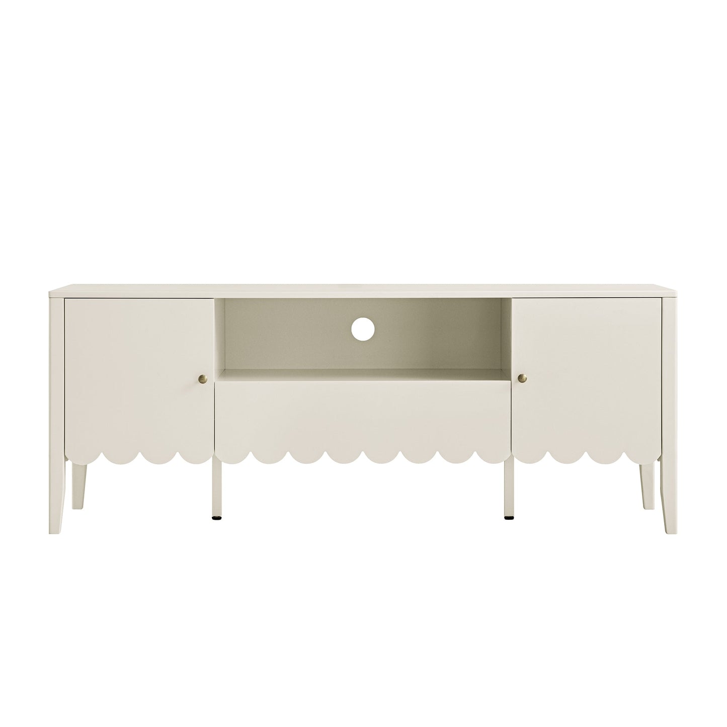 Henley Scalloped Edge 150cm Wide TV Unit, Light Sand