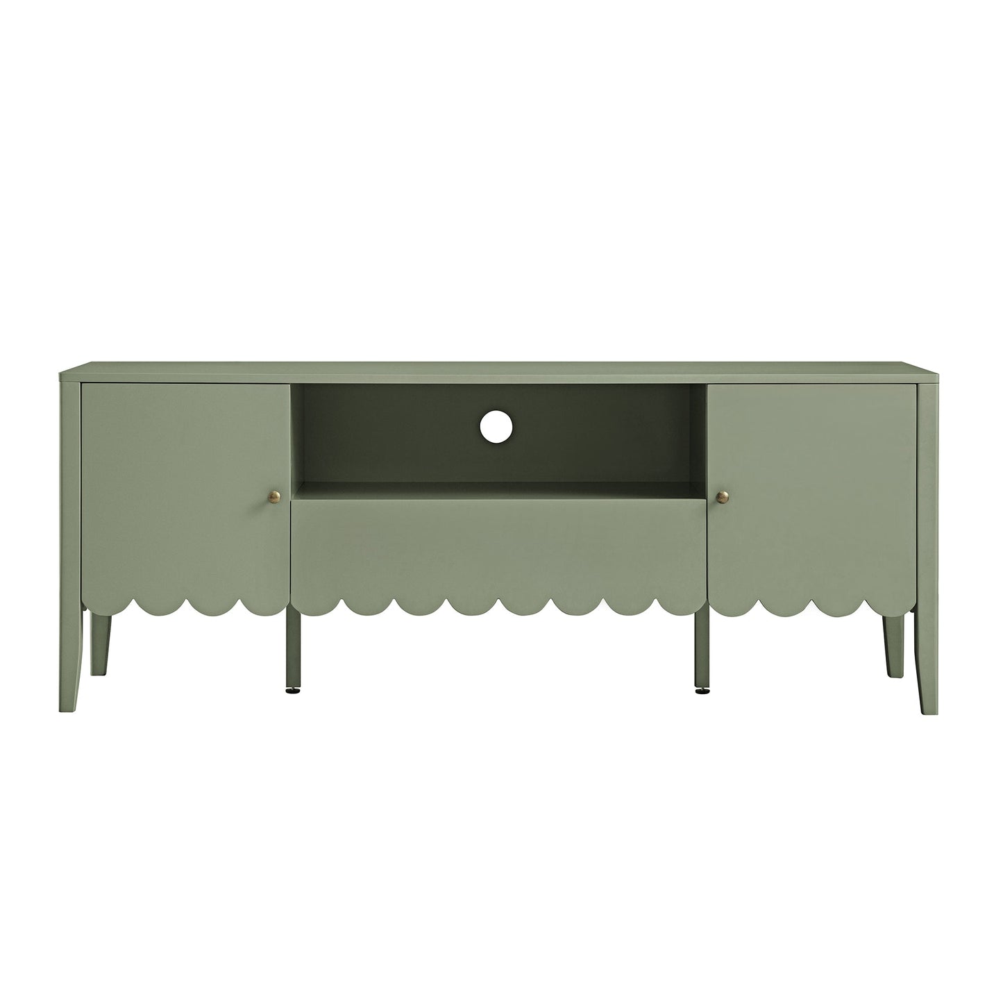 Henley Scalloped Edge 150cm Wide TV Unit, Sage Green