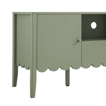 Henley Scalloped Edge 150cm Wide TV Unit, Sage Green