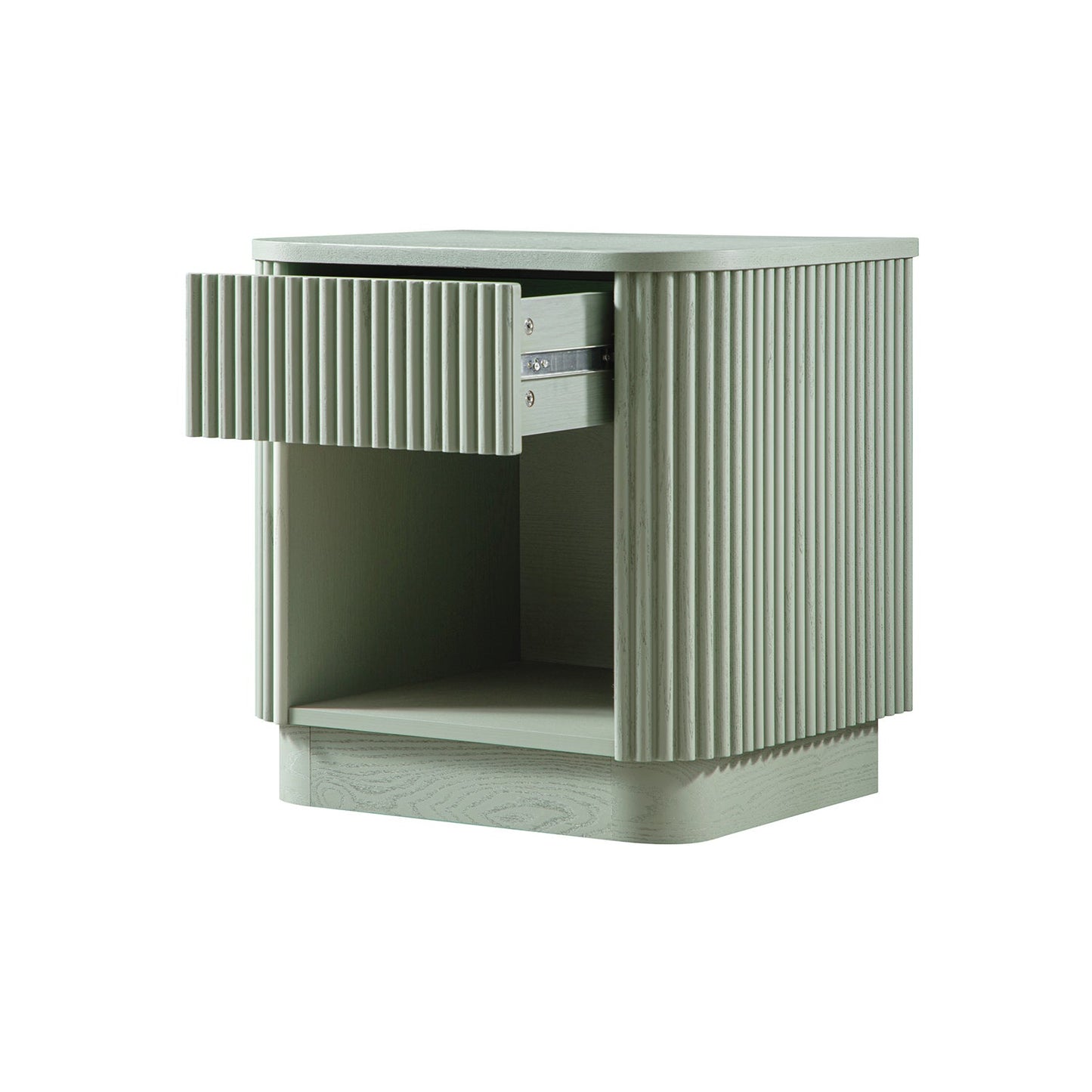 Maru 1-Drawer Bedside Table, Sage Green