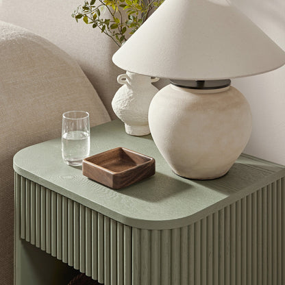 Maru 1-Drawer Bedside Table, Sage Green
