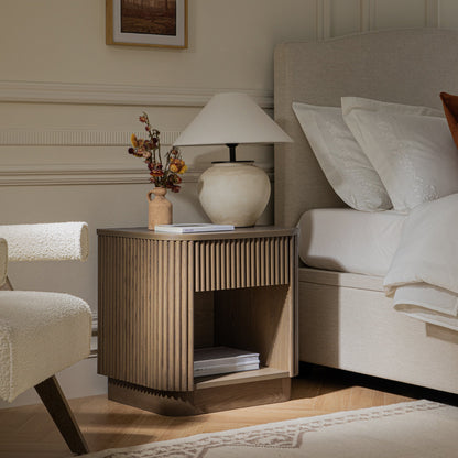 Maru 1-Drawer Bedside Table, Silver Oak