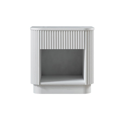 Maru 1-Drawer Bedside Table, Washed White