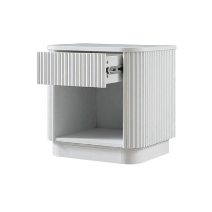 Maru 1-Drawer Bedside Table, Washed White