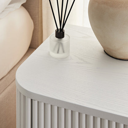 Maru 1-Drawer Bedside Table, Washed White