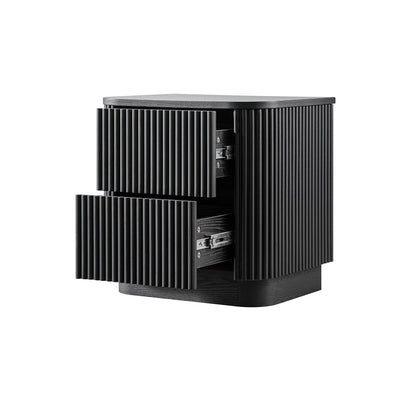 Maru 2-Drawer Bedside Table, Black