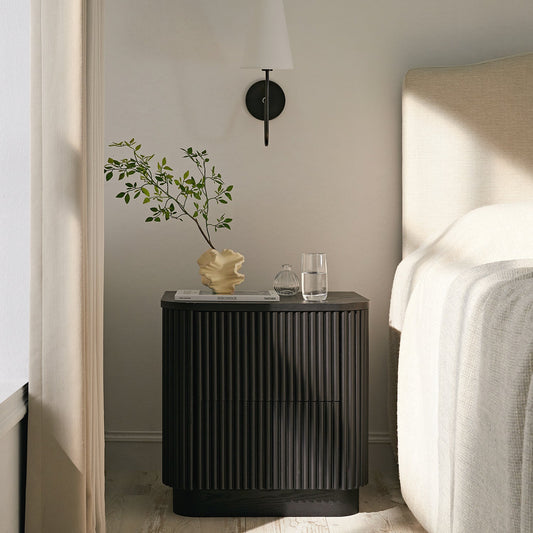 Maru 2-Drawer Bedside Table, Black