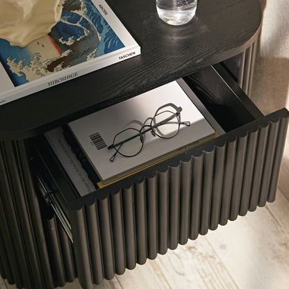 Maru 2-Drawer Bedside Table, Black