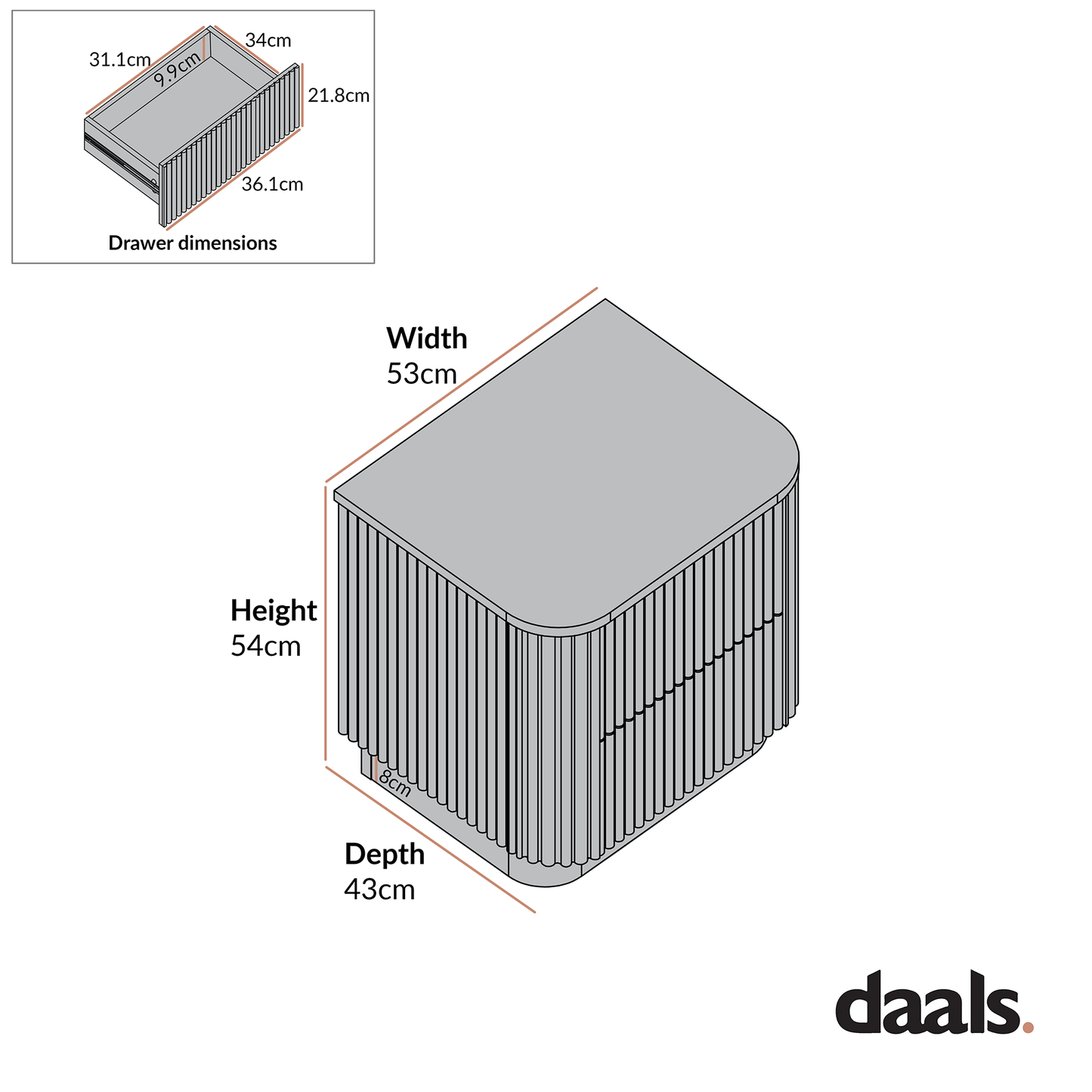 Maru 2-Drawer Bedside Table, Sage Green