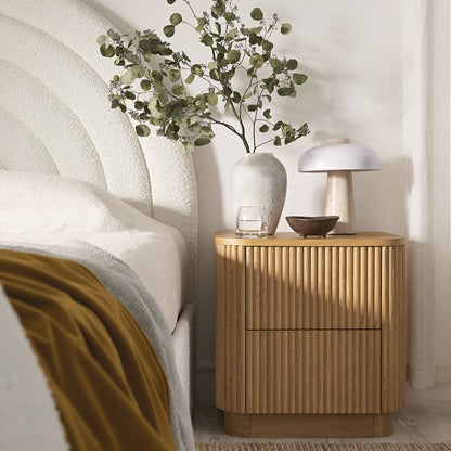 Maru 2-Drawer Bedside Table, Oak