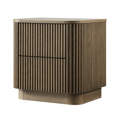 Maru 2-Drawer Bedside Table, Silver Oak