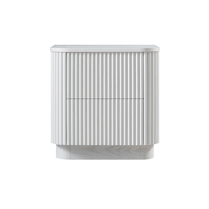 Maru 2-Drawer Bedside Table, Washed White