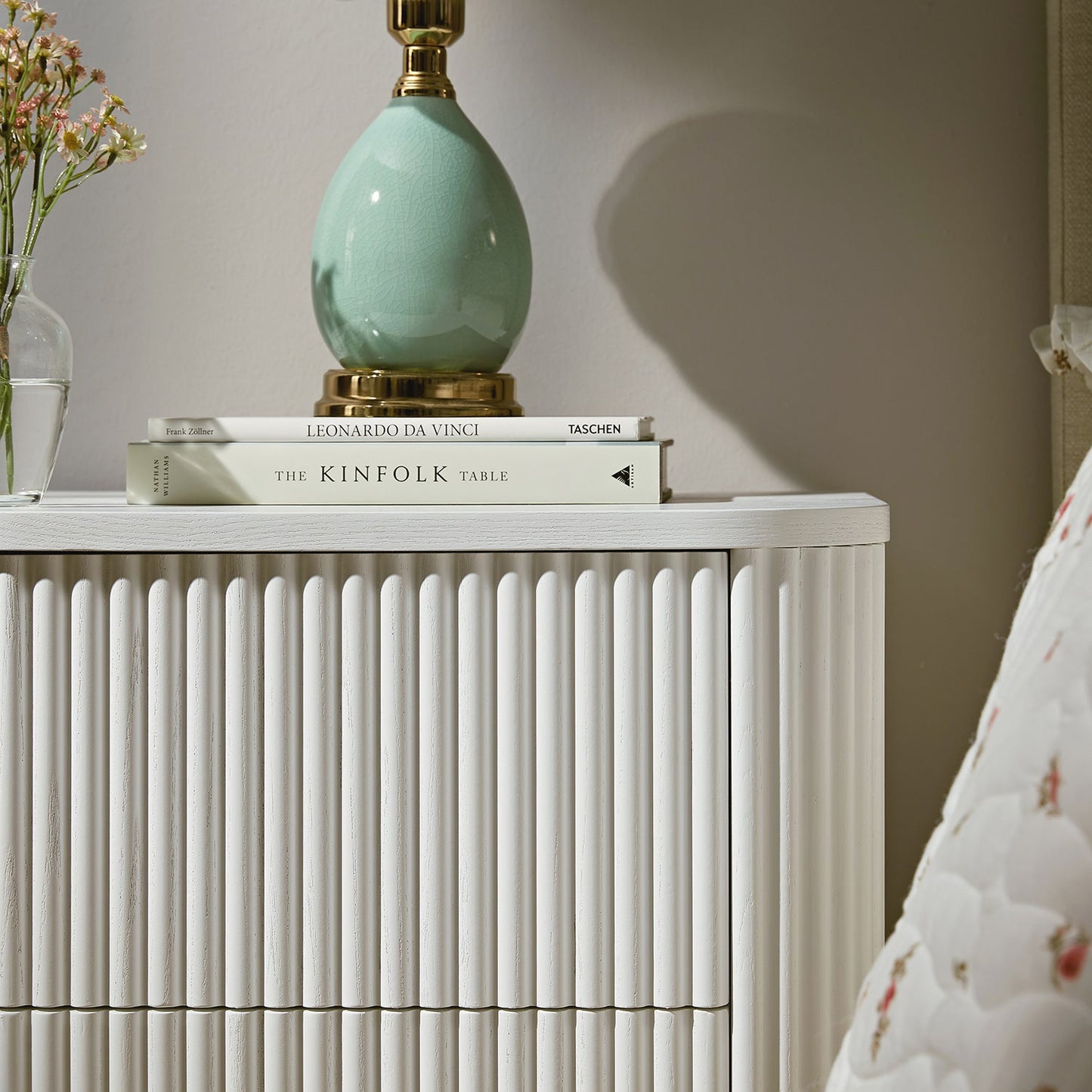 Maru 2-Drawer Bedside Table, Washed White