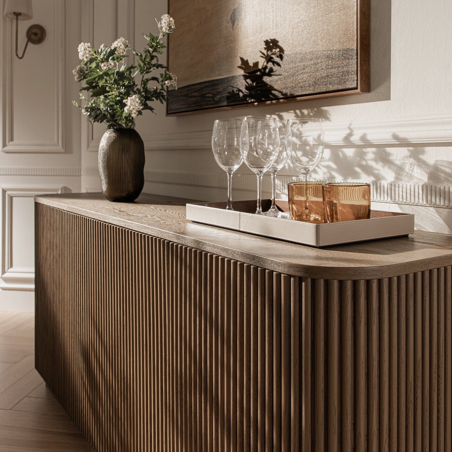 Maru Large 4-Door Sideboard, Silver Oak