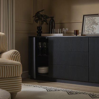 Maru Large 2-Door Sideboard with Drawers, Black