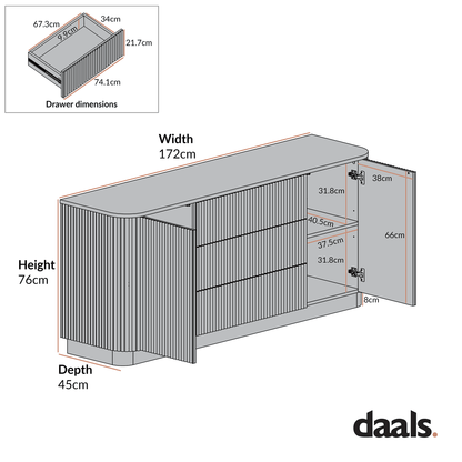 Maru Large 2-Door Sideboard with Drawers, Oak