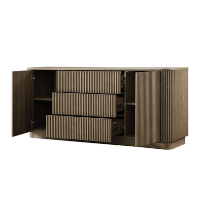 Maru Large 2-Door Sideboard with Drawers, Silver Oak