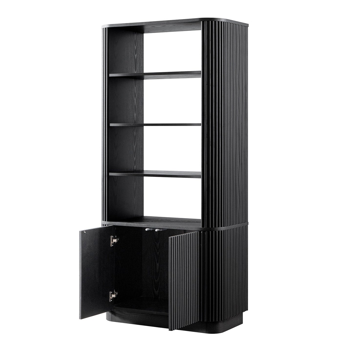 Maru Bookcase with Cabinet, Black