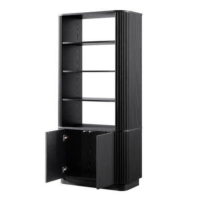Maru Bookcase with Cabinet, Black