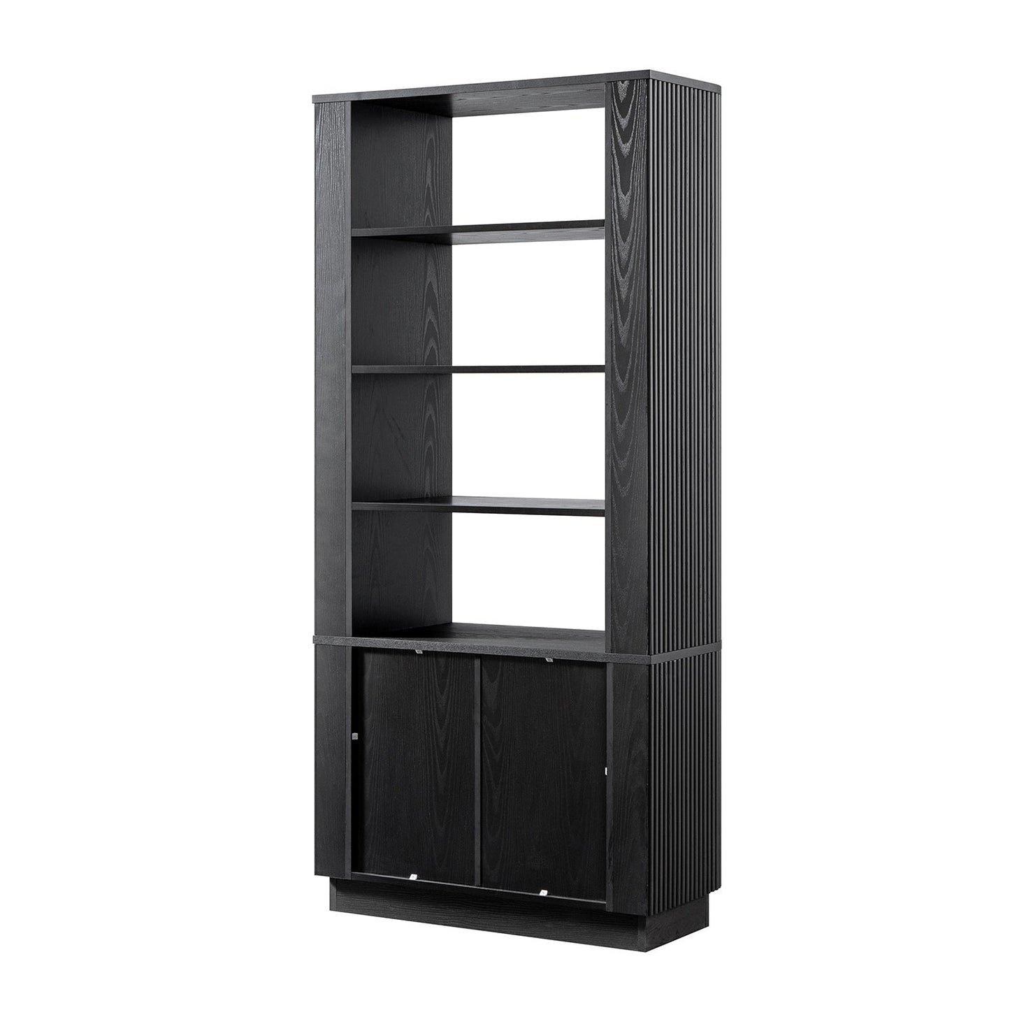 Maru Bookcase with Cabinet, Black