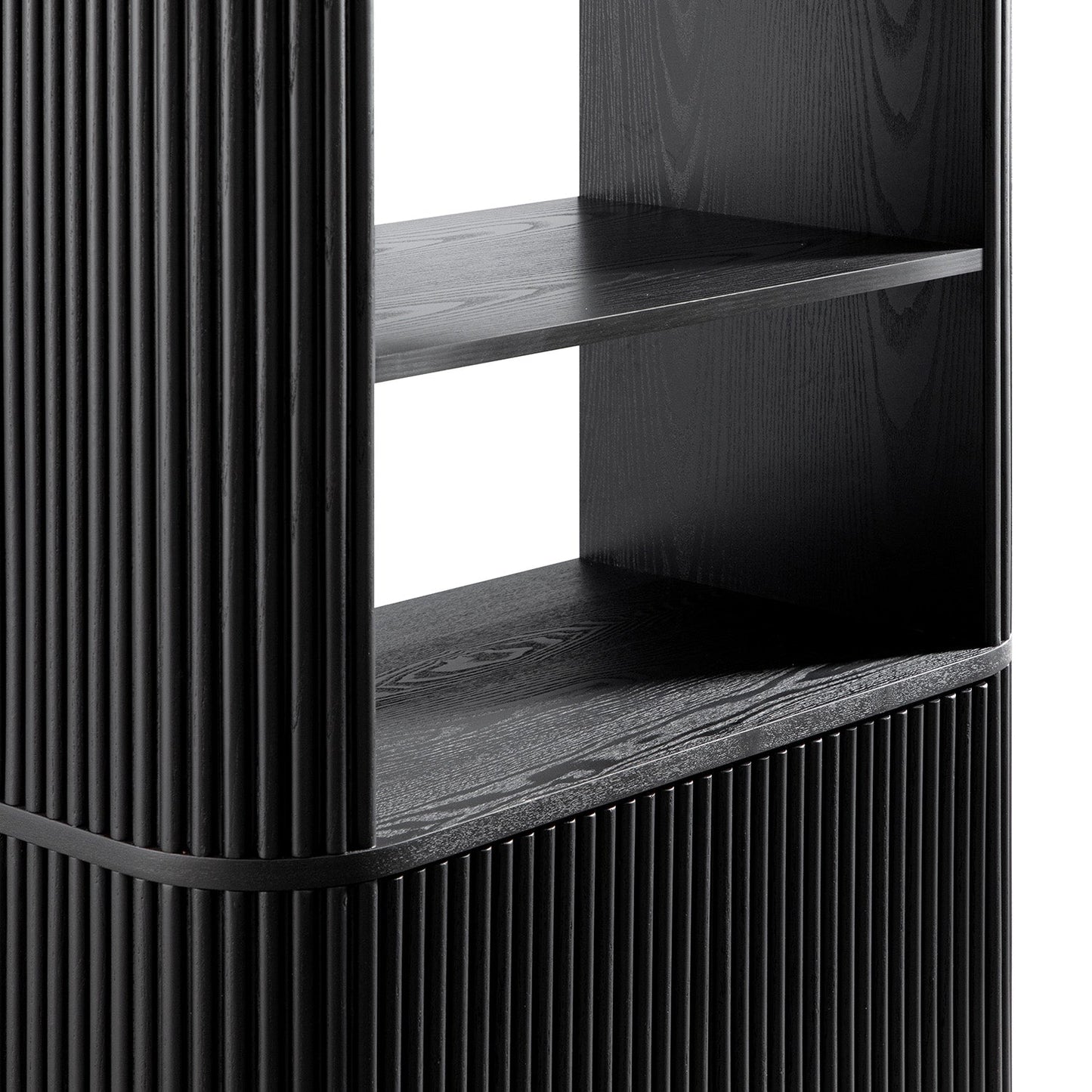 Maru Bookcase with Cabinet, Black