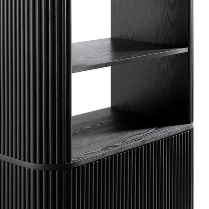Maru Bookcase with Cabinet, Black
