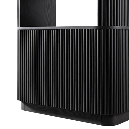 Maru Bookcase with Cabinet, Black