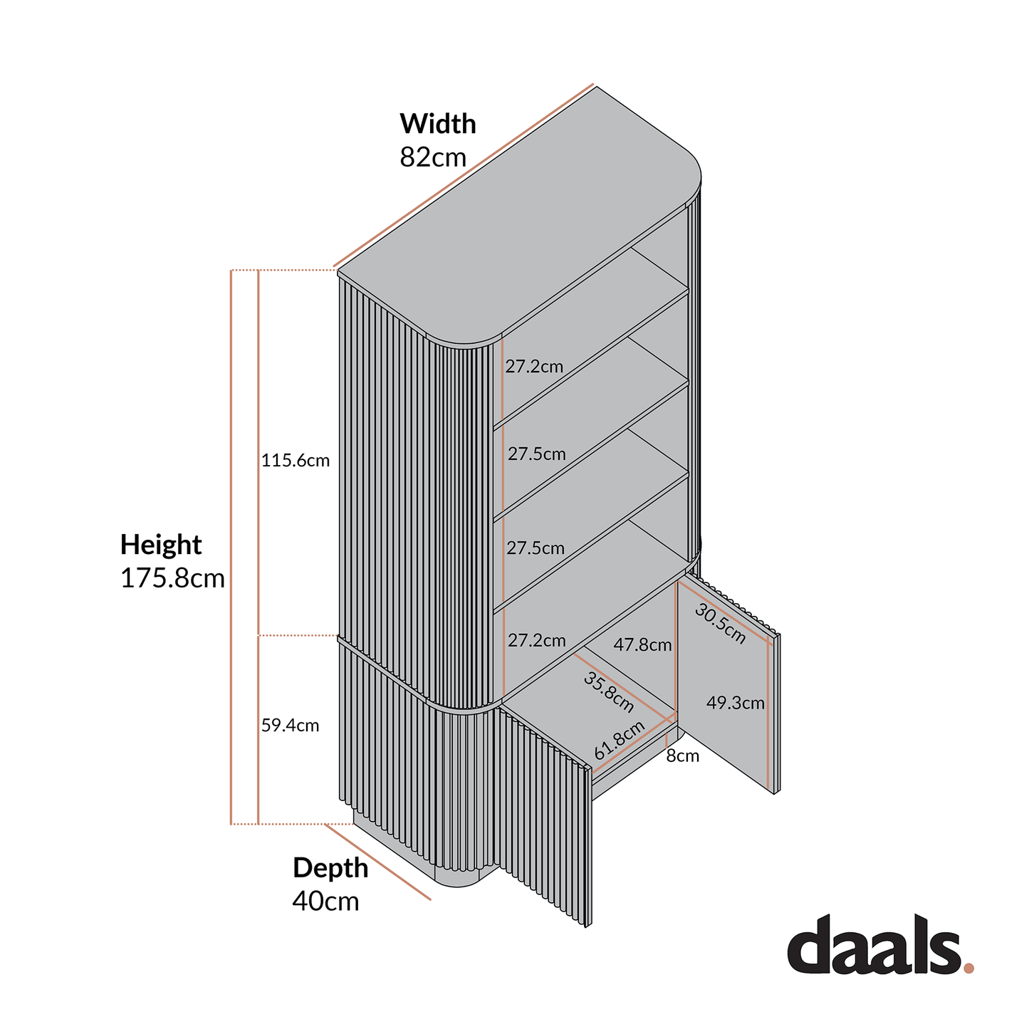 Maru Bookcase with Cabinet, Sage Green