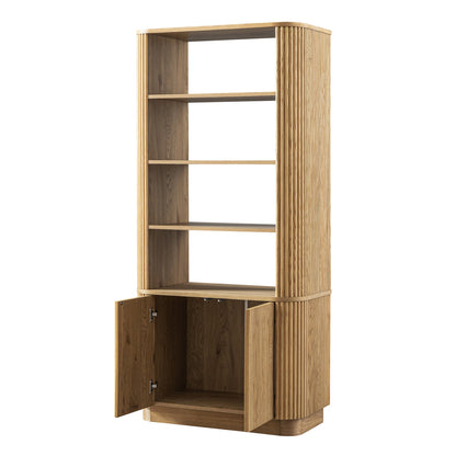 Maru Bookcase with Cabinet, Oak