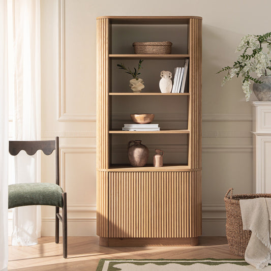 Maru Bookcase with Cabinet, Oak