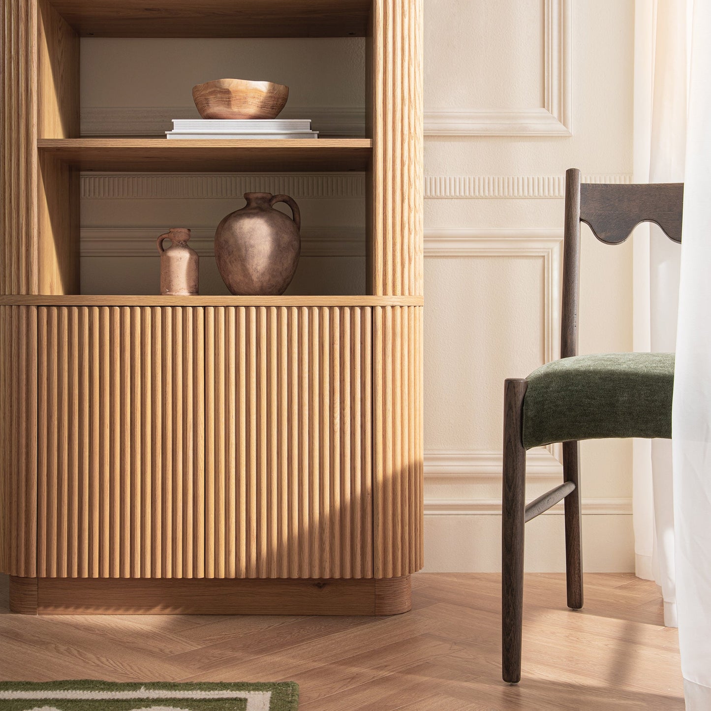 Maru Bookcase with Cabinet, Oak