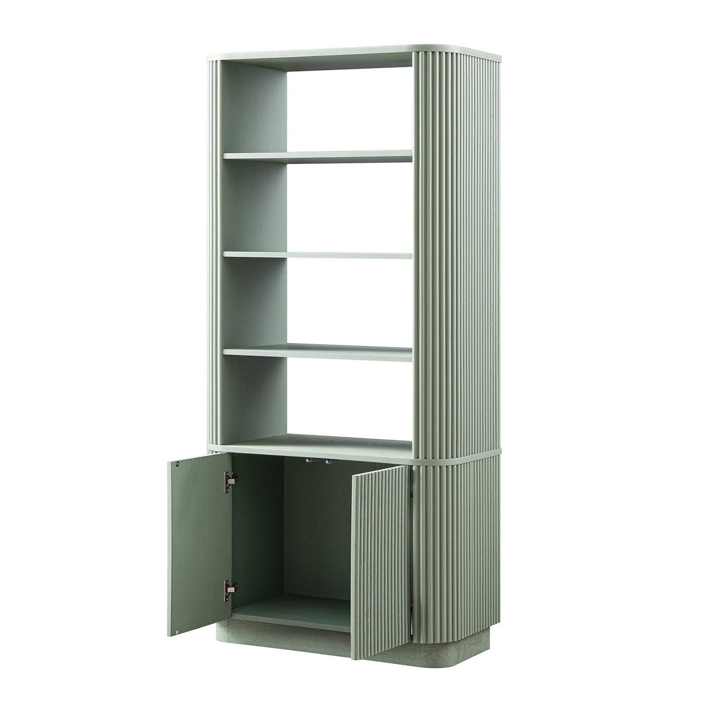 Maru Bookcase with Cabinet, Sage Green