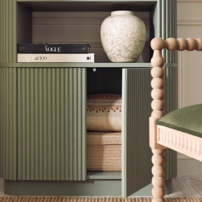 Maru Bookcase with Cabinet, Sage Green
