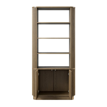 Maru Bookcase with Cabinet, Silver Oak