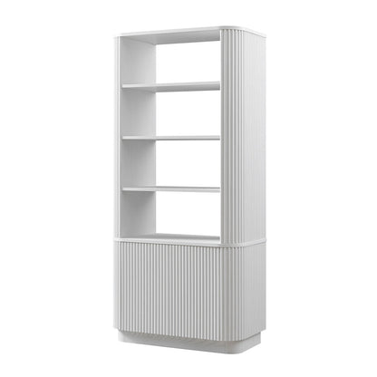 Maru Bookcase with Cabinet, Washed White