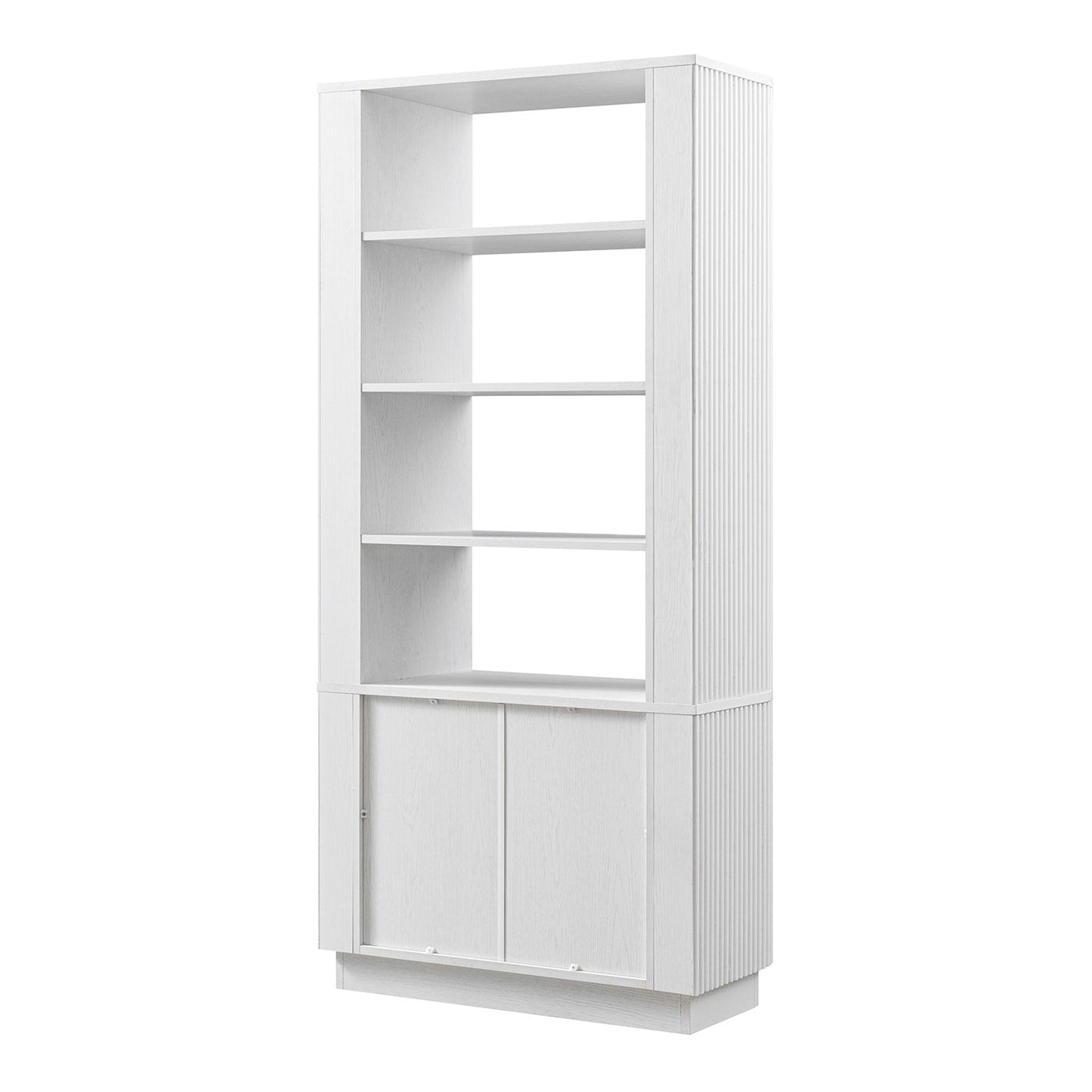 Maru Bookcase with Cabinet, Washed White