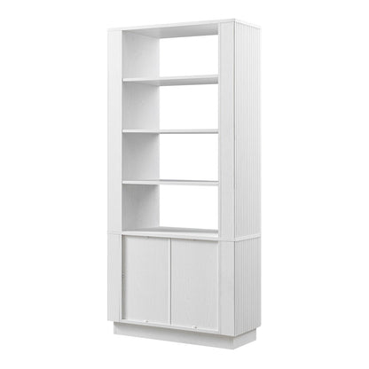 Maru Bookcase with Cabinet, Washed White