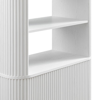 Maru Bookcase with Cabinet, Washed White