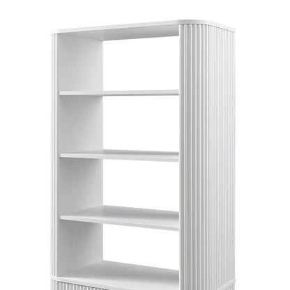 Maru Bookcase with Cabinet, Washed White