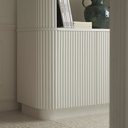 Maru Bookcase with Cabinet, Washed White