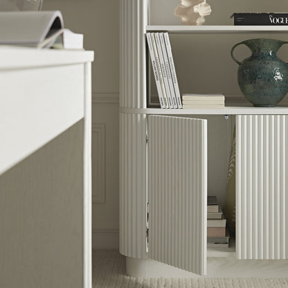 Maru Bookcase with Cabinet, Washed White