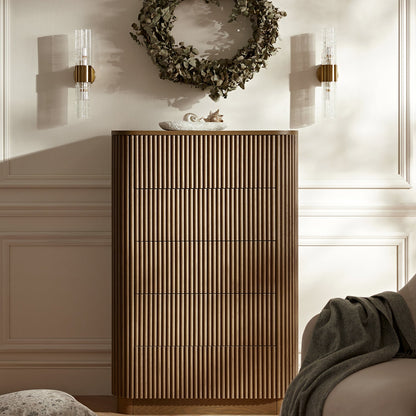 Maru Chest of 5 Drawers, Silver Oak