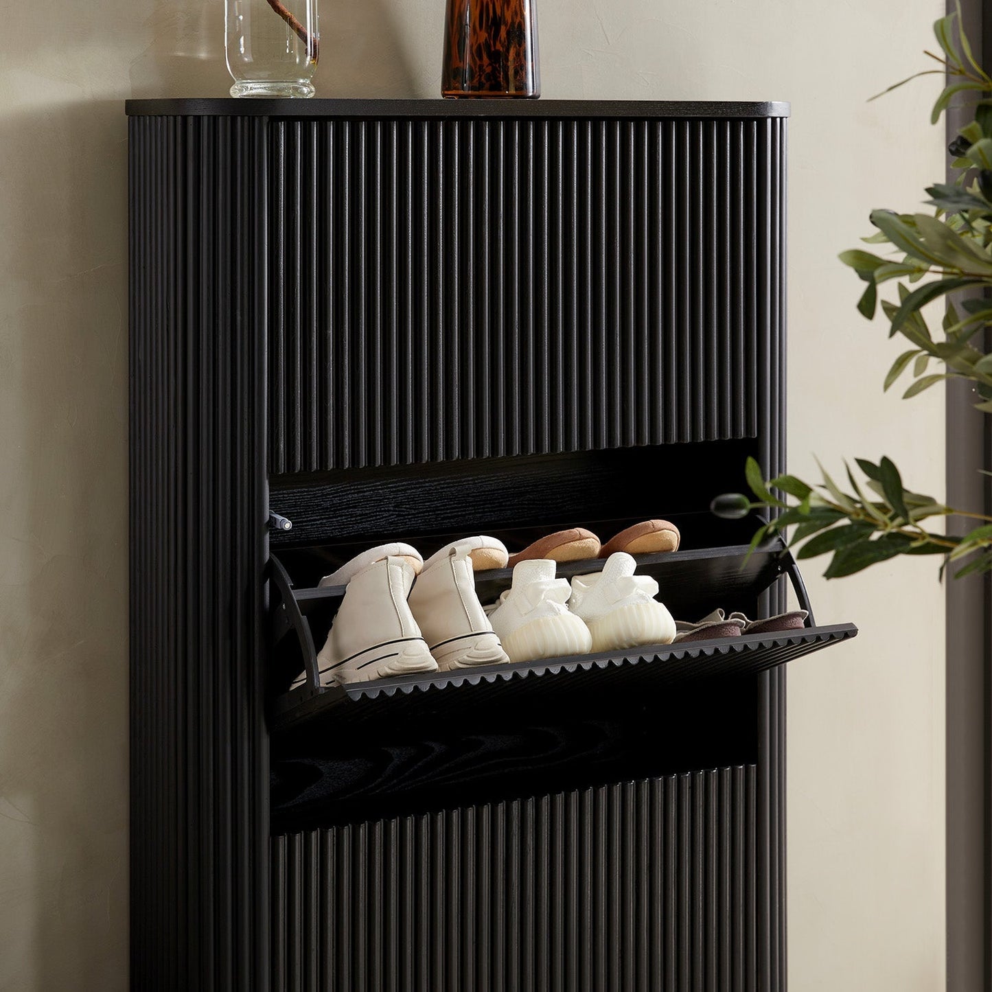 Maru 3-Door Shoe Storage Cabinet, Black