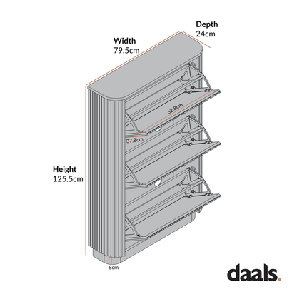 Maru 3-Door Shoe Storage Cabinet, Washed White