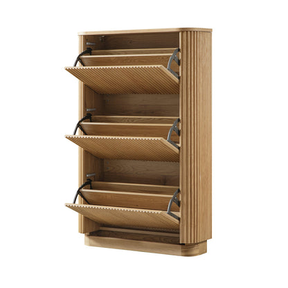 Maru 3-Door Shoe Storage Cabinet, Oak