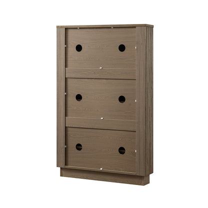 Maru 3-Door Shoe Storage Cabinet, Silver Oak