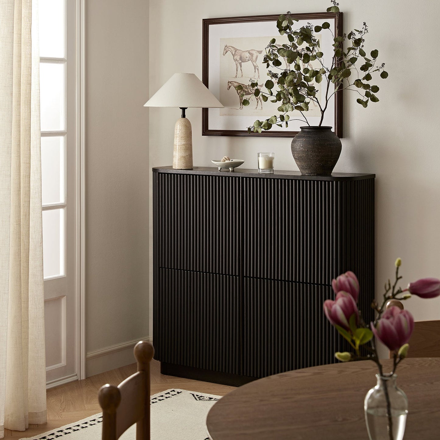 Maru 4-Door Shoe Storage Cabinet, Black