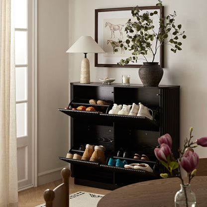 Maru 4-Door Shoe Storage Cabinet, Black
